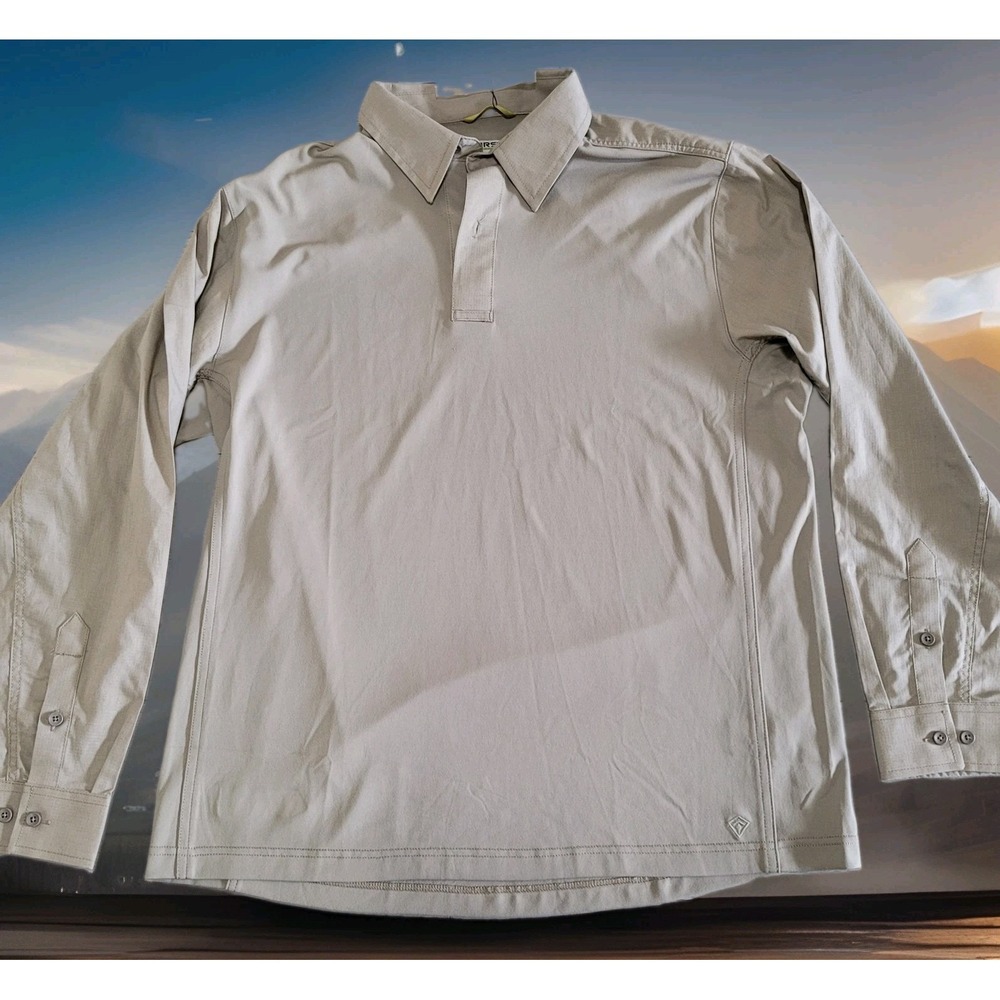 NWT First Tactical Shirt Mens L Tan V2 Pro Performance Long Sleeve Polo Ripstop